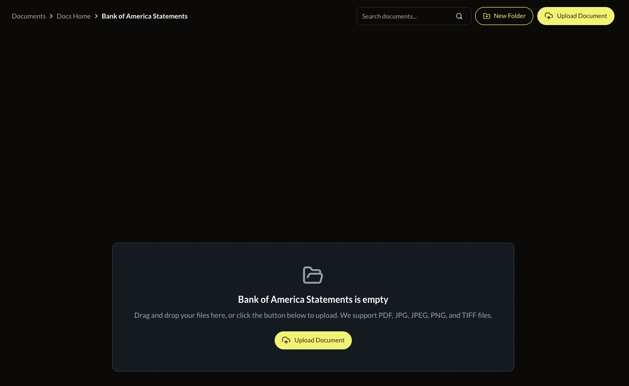 Screenshot of Rocket Statements interface showing bank statement upload
